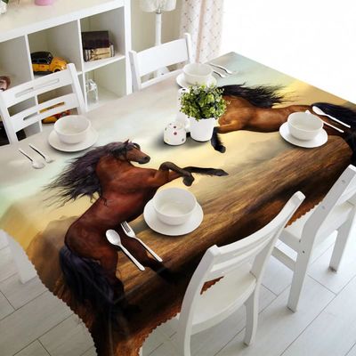 ATOLY Tablecloth Square - Dining Room Washable Polyester Table Cloth, Polyester, 89x89inch,Two Horses