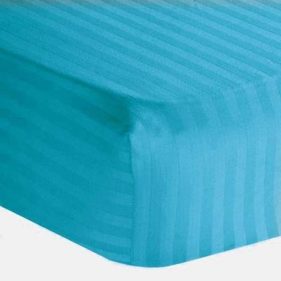 Jagdambe Linens 600 Thread Count Long- Pure Natural Cotton Fitted Sheet with Elastic All Around - Fits Mattress Fits Upto (26 to 30 Inches) Deep Pocket Twin XL (39" X 80") Red Stripe