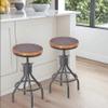 Diwhy Industrial Vintage Kitchen Counter Height Adjustable Bar Stool, Farmhouse French Stylish Kitchen Stool, Swivel Chair, Solid Wood Metal Chiar, Easy Installation, Fully Welded Set of 2 (Black) view 1