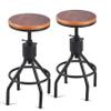 Diwhy Industrial Vintage Kitchen Counter Height Adjustable Bar Stool, Farmhouse French Stylish Kitchen Stool, Swivel Chair, Solid Wood Metal Chiar, Easy Installation, Fully Welded Set of 2 (Black) view 3