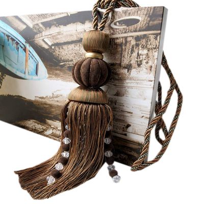 Set of 2 Curtain Buckle Holder Curtain Rope Tiebacks with Tassels Curtain Holdbacks for Home Bedroom, Office or School Decoration (Dark Coffee)