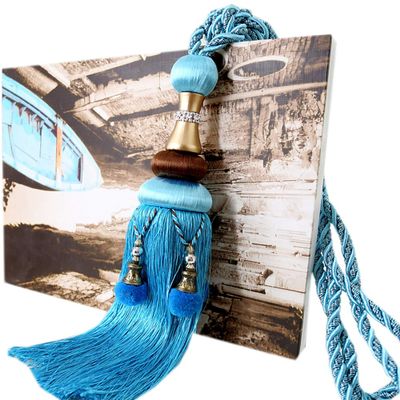 1 Pair European Style Beautiful Curtain Buckle Decorative Tassels Curtain Tiebacks Holdbacks Curtain Rope Tiebacks (Sky Blue)