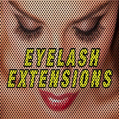 Eyelash I Extensions Poster Salon Sign Ad Horizontal (Perforated 70/30 Window Vinyl, 30W x 20H)
