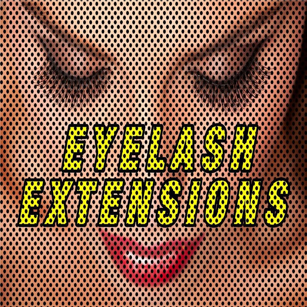 Eyelash I Extensions Poster Salon Sign Ad Horizontal (Perforated 70/30 Window Vinyl, 30W x 20H)
