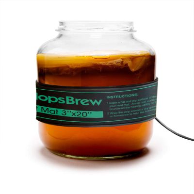 3"x20" Kombucha Wrap Around Fermentation Heating Strip or Seed Starting Heating Mat with Horizontal Thermometer
