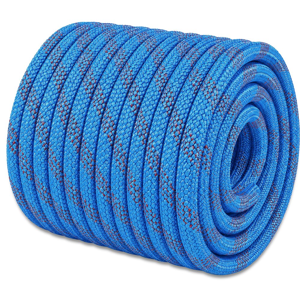 YUZENET Braided Polyester Arborist Rope (3/8 inch X 100 feet) High Strength Bull Rope for Tree Work Truck Securing Camping Swing, Blue/Red