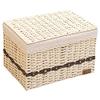 jtgytmykd Woven storage basket straw storage box with lid rattan desktop storage basket snack remote control storage box 2pcs39x28x26cm view 1