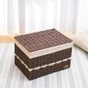 jtgytmykd Woven storage basket straw storage box with lid rattan desktop storage basket snack remote control storage box 2pcs39x28x26cm view 2