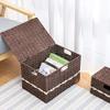 jtgytmykd Woven storage basket straw storage box with lid rattan desktop storage basket snack remote control storage box 2pcs39x28x26cm view 3