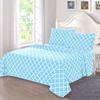 HNU 4 Piece Quatrefoil Sheet Set Queen, All Season Breathable Lightweight Beautiful Decorative Printed Modern Contemporary Aqua Blue White Bedding Soft Comfy Microfiber view 1