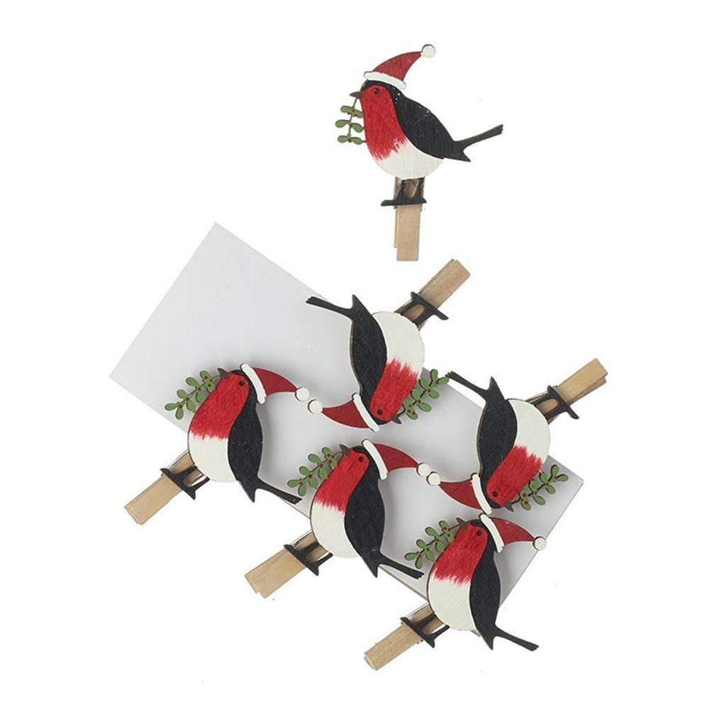 Luck and Luck Heaven Sends Christmas Pegs Wooden Robin Christmas Card