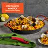 IMUSA USA 10" Carbon Steel Coated Nonstick Paella Pan, Black, Red Handles view 4