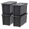 IRIS USA 31 Gallon Heavy Duty Storage Totes with Easy-Grip Handles, 4 Pack - Large Bins with Lids Garage Organizing Tubs, Durable Stackable Utility Containers, Made in USA - Black view 1