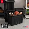 IRIS USA 31 Gallon Heavy Duty Storage Totes with Easy-Grip Handles, 4 Pack - Large Bins with Lids Garage Organizing Tubs, Durable Stackable Utility Containers, Made in USA - Black view 3