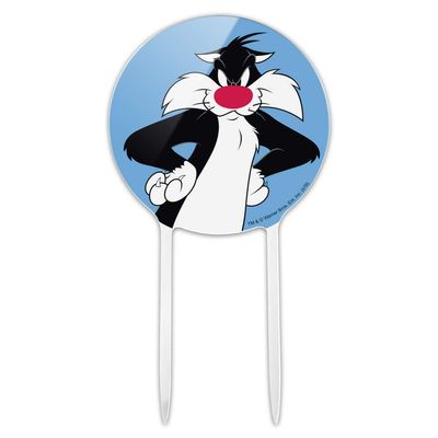 Acrylic Looney Tunes Sylvester Cake Topper Party Decoration for Wedding Anniversary Birthday Graduation