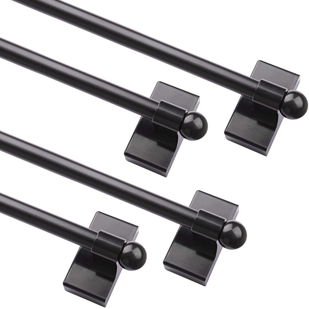 Multi-Use Adjustable Magnetic Curtain Rods for Doors, Windows, Tool Boxes, 16-28 Inch, Easy Installation4-PackBlack