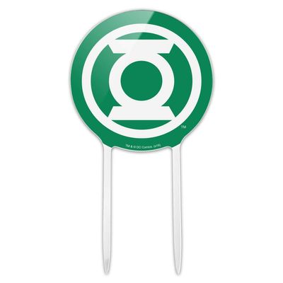 Acrylic Green Lantern White Logo Cake Topper Party Decoration for Wedding Anniversary Birthday Graduation