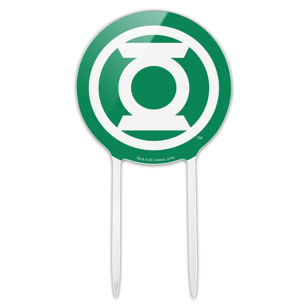 Acrylic Green Lantern White Logo Cake Topper Party Decoration for Wedding Anniversary Birthday Graduation