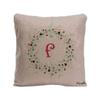 GUGLILI Plant Theme Sprig Wreath Throw Pillow Cover Rustic Berry Vine Monogram F Decor Home Safa Cotton Linen Pillowcase 18x18 Inch Grey view 1