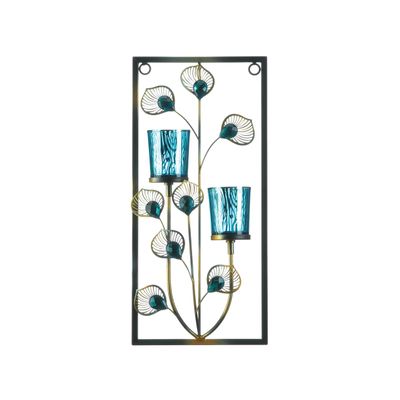 Accent Plus Candle Holder Christmas Decorations Indoor Home Decor Peacock Plume Wall Sconce Candle Holders Christmas Candle Holder Tealight Candle Holder, 7 X 2.5 X 14.75 Inches