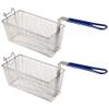 2PCS Deep Fryer Basket With Non-Slip Handle Heavy Duty Nickel Plated Iron Construction 13 1/4" x 6 1/2" x 6" Commercial Use view 1
