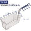 2PCS Deep Fryer Basket With Non-Slip Handle Heavy Duty Nickel Plated Iron Construction 13 1/4" x 6 1/2" x 6" Commercial Use view 2