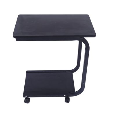 Lovinland Coffee Table Rolling Sofa Side Table 2 Tier Snack Table Bed Serving Tray Laoptop Desk for Livingroom Bedroom (Black)