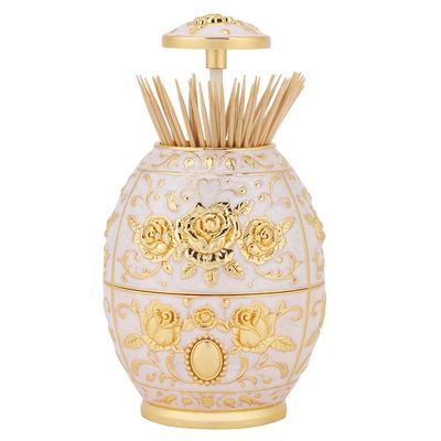 Zinc Alloy Toothpick Holder with Bottle Opener Portable Retractable Toothpick Dispenser Retro Up Toothpick Case Storage Organizer for Kitchen(Gold)