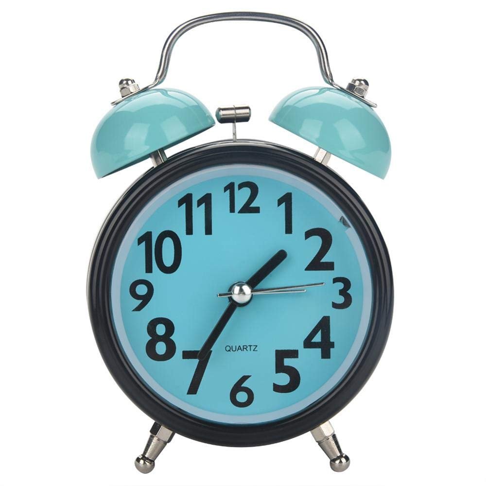 Boquite Alarm Clock, Mechanical Alarm Clock, Double Ultra Silent Mechanical Alarm Clock Quartz Movement Desk Table