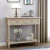 Rhomtree Home Classic Console Table Wood Sofa Table End Table with 2 Storage Drawers and Bottom Shelf Hallway Entryway Accent Table Bookshelf Living Room Furniture (Retro Grey) view 1