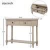 Rhomtree Home Classic Console Table Wood Sofa Table End Table with 2 Storage Drawers and Bottom Shelf Hallway Entryway Accent Table Bookshelf Living Room Furniture (Retro Grey) view 2
