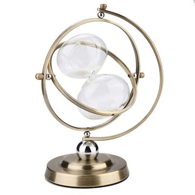 Gold Metal 15 Minutes Hourglass, Classical Sand Glass Timer Clock Wine Sobering Timer in Living Room, Bedroom, Office, Best Gift Choice for Halloween Christmas Valentine, 10.23 * 7.48 inch