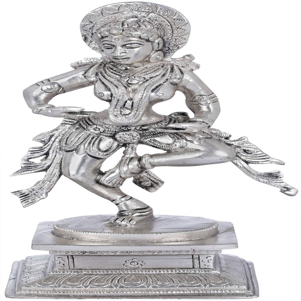 A Classical Indian Dancer - Brass Statue - Color Amazing Silver Color
