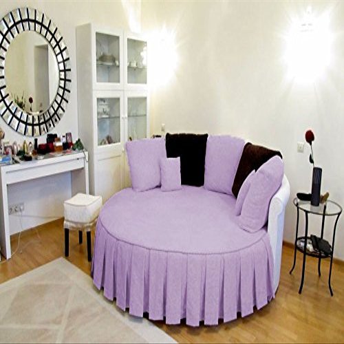 1 Piece Solid 15" Deep Pocket Pleated Bed Skirt for Round Bed 600TC Egyptian Cotton (Lavender, King 92" Diameter)