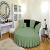 1 Piece Solid 15" Deep Pocket Pleated Bed Skirt for Round Bed 600TC Egyptian Cotton (Moss, Twin XL 80" Diameter) view 1