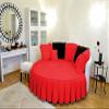 1 Piece Solid 15" Deep Pocket Pleated Bed Skirt for Round Bed 600TC Egyptian Cotton (Red, Twin 76" Diameter) view 1