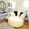 1 Piece Solid 15" Deep Pocket Pleated Bed Skirt for Round Bed 600TC Egyptian Cotton (Ivory, King 92" Diameter) view 1