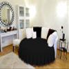 1 Piece Solid 15" Deep Pocket Pleated Bed Skirt for Round Bed 600TC Egyptian Cotton (Black, Full 84" Diameter) view 1