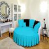 1 Piece Solid 15" Deep Pocket Pleated Bed Skirt for Round Bed 600TC Egyptian Cotton (Turquoise, Calking 96" Diameter) view 1