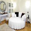 1 Piece Solid 15" Deep Pocket Pleated Bed Skirt for Round Bed 600TC Egyptian Cotton (White, King 92" Diameter) view 1