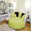 1 Piece Solid 15" Deep Pocket Pleated Bed Skirt for Round Bed 600TC Egyptian Cotton (Sage, Twin 76" Diameter) view 1