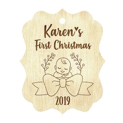 Baby First Christmas Ornament, Customize with Name and Born Date, Newly Born Baby, Kids Custom Christmas Ornament