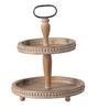 A and B Home A&B Home Whitewash Tan 2-Tier Wood Bead Trim Tray view 1