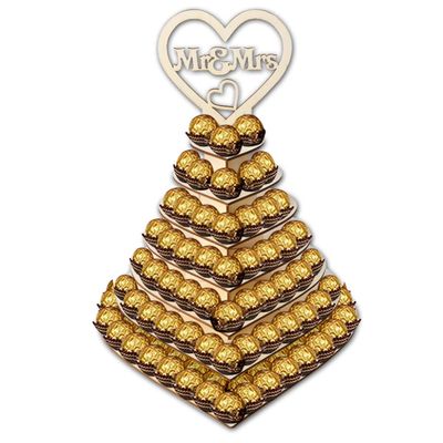 Amosfun 7-layer Wooden Chocolate Display Stand Heart Shape Romantic Delicate Candies Food Display Decor for Wedding Bridal Shower Party Supplies