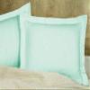 3 Piece Set Solid 15" Deep Pocket Pleated Bed Skirt for Round Bed with Pillowsham 600TC Egyptian Cotton (Aqua, Twin 76" Diameter) view 2