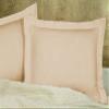 3 Piece Set Solid 15" Deep Pocket Pleated Bed Skirt for Round Bed with Pillowsham 600TC Egyptian Cotton (Beige, Full 84" Diameter) view 2