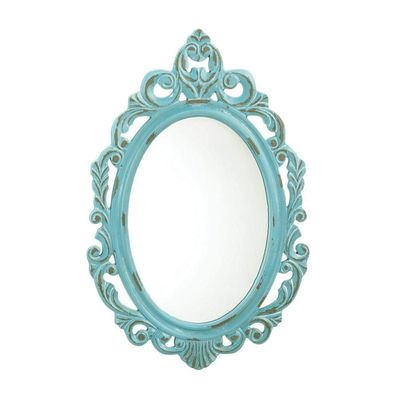 Accent Plus Distressed Baby Blue Wall Mirror 15.5x23.5x0.5