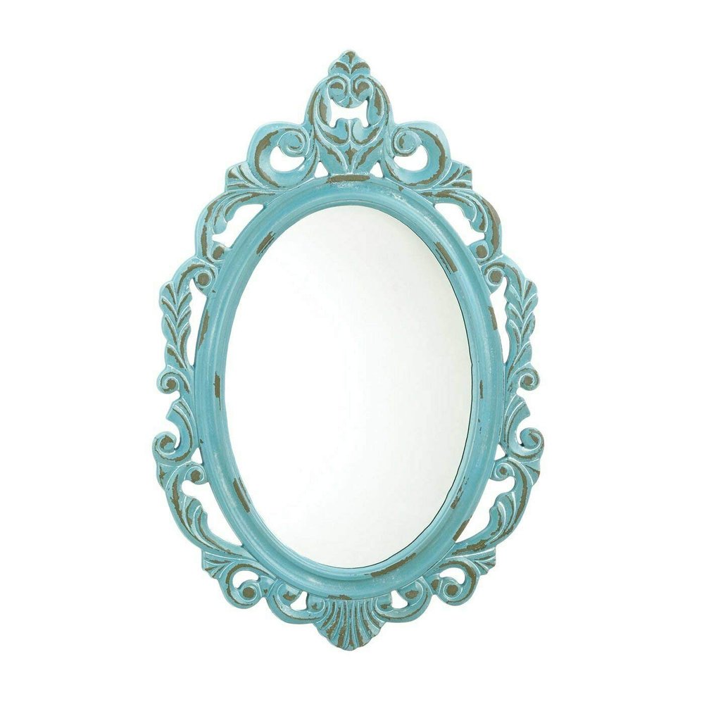 Accent Plus Distressed Baby Blue Wall Mirror 15.5x23.5x0.5
