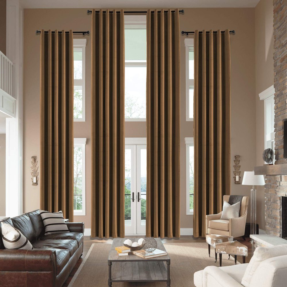 cololeaf Home Decor Velvet Curtain 96 Inches Long Grommet Curtain Panel Window Treatment for Living Room - Extra Wide Curtain for Hall Guest Room - Java 100W x 96L Inch (1 Panel)