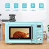 COSTWAY Retro Countertop Microwave Oven, 0.7Cu.ft, 700-Watt, High Energy Efficiency, 5 Micro Power, Delayed Start Function, with Glass Turntable & Viewing Window, LED Display, Child Lock (Green) view 2